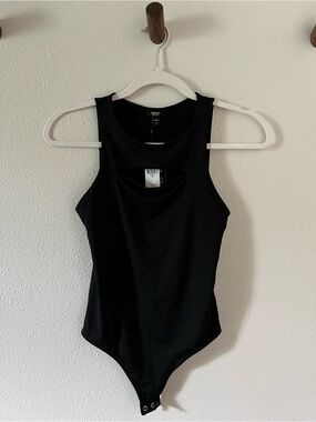 Express Black High-Neck Cut Out Sleeveless Bodysuit Sexy Date Night Office Chic